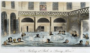 Offentlig bad i London - i "The English Spy" av Charles Molloy Westmacott, tegning av Robert Cruikshank, London-utgaven