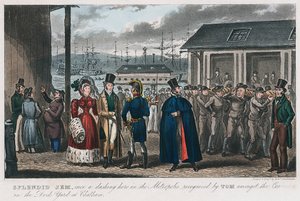 Splendid Jem blant de straffedømte i Naval Dock Yard i Chatham, Kent, 1821 av Isaac Robert Cruikshank