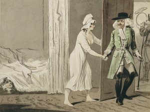 The Cuckold drar til jakten, ca. 1800 (penn og blekk med wc på papir)