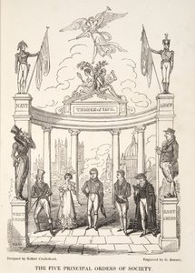 The Five Principal Orders of Society, fra The English Spy, pub. 1824 (håndfarget gravering) av Isaac Robert Cruikshank