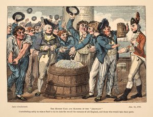 The Honest Tars and Marines of The Argonaut, pub. 1798 (håndfarget gravering) av Isaac Robert Cruikshank