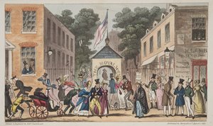 The Royal Wells, Cheltenham eller Spasmodic affections fra Spa Waters, fra The English Spy, pub. 1824 (håndfarget gravering) av Isaac Robert Cruikshank