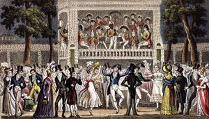 En ball i Vauxhall garden i London ca. 1830, gravering av Isaac Robert & George (1792 1878) Cruikshank