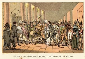 Utenfor operahuset om natten av Isaac, Robert and George Cruikshank