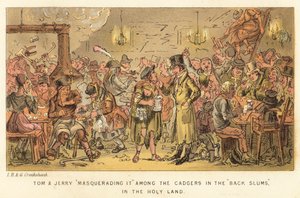 Tom og Jerry maskerer det blant cadgers i Back Slums, i det hellige land av Isaac, Robert and George Cruikshank
