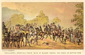 Tom og Jerry, med Bits of Blood blant de rosa i Rotten Row av Isaac, Robert and George Cruikshank