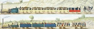 Reiser på Liverpool og Manchester Railway, gravert av S.G. Hughes, ca. 1831