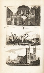 Temple Bar, Paviors og Westminster Abbey av Isaac Taylor
