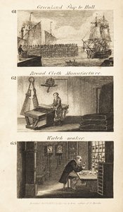 Handler i Regency England: Grønland-skip til Hull, fabrikat av bred stoff og urmaker av Isaac Taylor