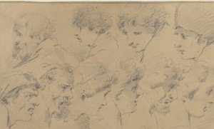 Studieark med ti hoder av Isaac Walraven (possibly)