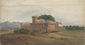 Slottet i Ostia med fjell i det fjerne av Isaac Weld