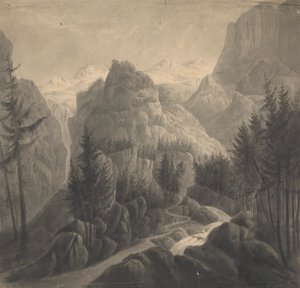 Begynnelsen av passasjen / mot Gemmi / fra Bernersiden av Isaac Weld