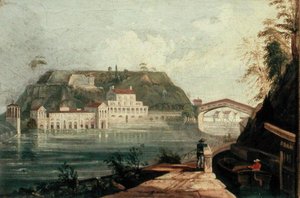 Fairmount Waterworks, etter en gravering av W. H. Bartlett fra ca. 1835 (olje på lerret) av Isaac Williams
