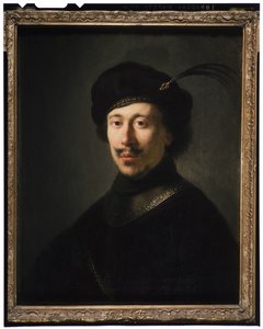 Ung mann i en kløft og plymet hette, ca. 1630