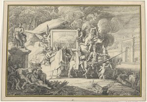Satire over maleri og det franske akademiet Le Triomphe du Vangeur d