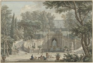 Utsikt over hagen til Villa d’Este i Tivoli, ca. 1725