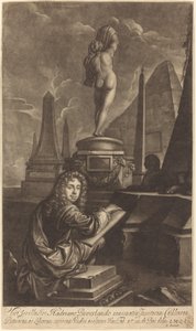 Adrian Beverland tegner fra en statue av Isaak Beckett after Simon du Bois