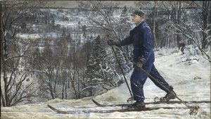 Kliment Voroshilov (1881-1969) skiant - Kliment Voroshilov på skitur - Isaak Izrailevich Brodsky (1884-1939). Olje på lerret av Isaak Israilevich Brodsky
