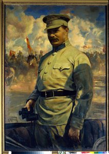 Portrett av bolsjevikleder Mikhail Vasilyevich Frunze (1885-1925). (Portrett av bolsjeviklederen M. V. Frunze). Maleri av Isaak Izrailevich Brodsky (Brodsky) (1884-1939), olje på lerret av Isaak Israilevich Brodsky