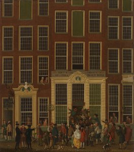 Bokhandelen og lotteribyrået til Jan de Groot i Kalverstraat i Amsterdam, 1779