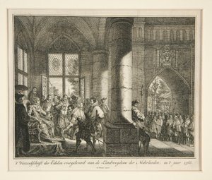 Begjæring fra adelen overlevert guvernøren i Nederland, i av Isaak Tirion