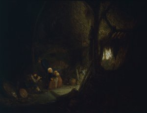 Bondefamilie i låven, av Isack van Ostade (1621-1649)