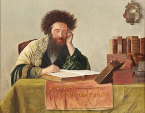 En rabbiner som leser Talmud