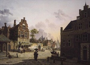 Utsikt over en by av Isidor Verheyden