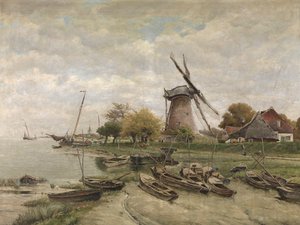 Schelde i Mariakerke (olje på lerret) av Isidore Meyers