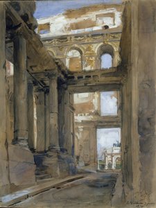 Ruinene av Tuileries-palasset, 1800-tallet. av Isidore Pils