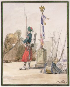 Soldat på vakt (akvarell og blyant) av Isidore Pils