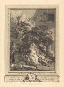 Den galante gartneren av Isidore Stanislas Helman after Pierre Antoine Baudouin