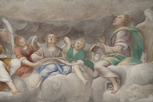 Engler, musikerengler og puttos, detalj av paradis med evig far, ca. 1623-34 (detalj av 3496185)
