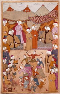 Islamsk kunst: "" Dans til glede for Sultan Ahmet III (1673-1736)"" Gouache på Levni-papir fra "" Surnama"" (kallenavn i) Vehbi) Debut fra 1700-tallet Topkapi Saray Museum, Istanbul av Islamic School