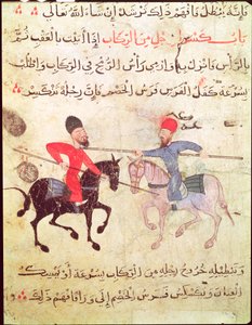 To menn som duellerer på hesteryggen, fra Gamle Kairo (Fostat) av Islamic School