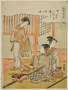 Bueskyting (Sha), fra serien "Uformelle versjoner av de seks prestasjonene i den flytende verden (Ukiyoe rikugei ryaku)" av Isoda Koryusai