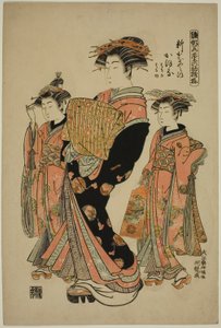 Kaoru fra Shin-Kanaya, fra serien "Models for Fashion: New Designs as Fresh as Young Leaves (Hinagata wakana no hatsu moyo)" av Isoda Koryusai