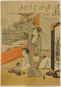 Mimosuso-elven i Ise-provinsen (Mimosusogawa, Ise), fra serien "Fashionable Mirrors of Famous Places (Furyu meisho kagami)" av Isoda Koryusai