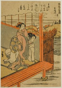 Pastor Tamashima Alle medlemsutgifter P Lovinse (Tamashima River, Hizen), fra serien av Isoda Koryusai