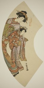 Kurtisanen Hanaogi fra Ogiya og hennes ledsager, fra serien Fans of the East
