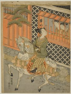 Ung samurai til hest av Isoda Koryusai