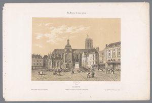 Utsikt over Saint-Jacques-kirken og statuen av Duquesne i Dieppe Dieppe. l
