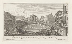Utsikt over Rialtobroen og Canal Grande, Venezia av Israël Silvestre