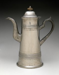 Kaffekanne, ca. 1820-1840 (tinn, tre) av Israel Trask
