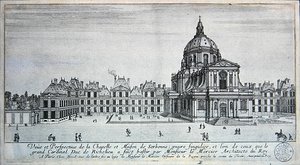 Utsikt over kapellet og Maison de Sorbonne (gravering) av Israel the Younger Silvestre