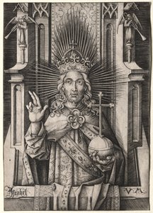 Kristus forløseren Salvator Mundi, ca. 1490-1500. av Israhel van Meckenem