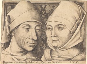 Dobbeltportrett av Israhel van Meckenem og hans kone Ida, ca. 1490. av Israhel van Meckenem