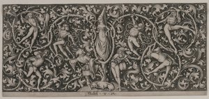 Ornament med Dance of the Lovers. av Israhel van Meckenem