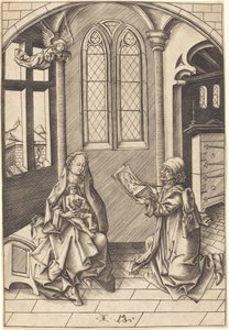 Saint Luke tegner et portrett av jomfruen av Israhel van Meckenem