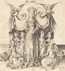 Saint Ursula og hennes jomfruer, ca. 14751480. av Israhel van Meckenem